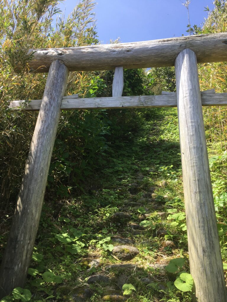 大里神社の鳥居と玉石の階段
