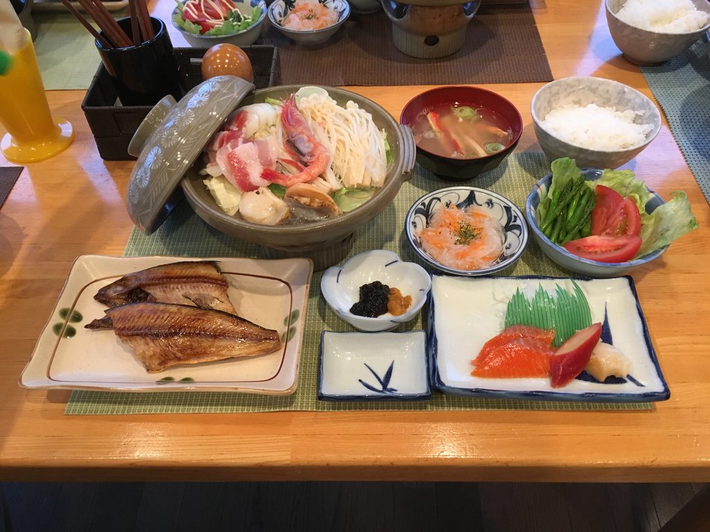 星観荘の食事の一例